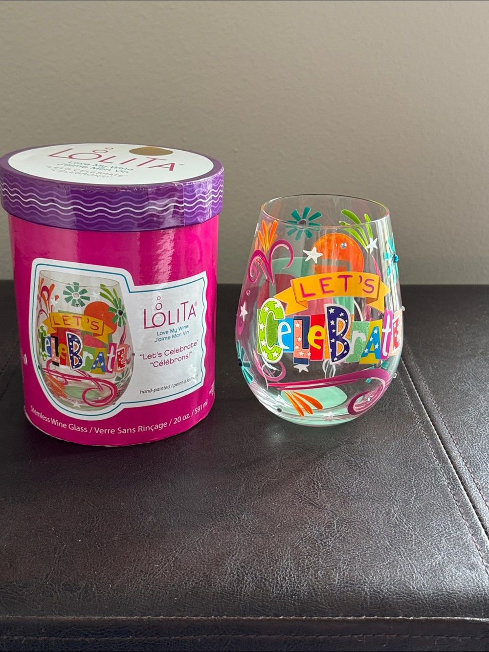 Lolita hand Painted Stemless Wine Glass 7oz
